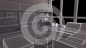 Interior render of a dining room