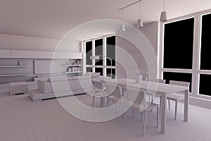 Interior render of a dining room