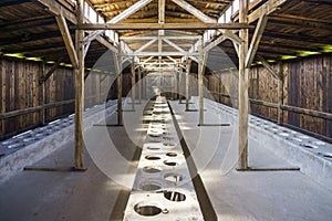 Interior of residential barrack in Auschwitz Birkenau Museum, Poland