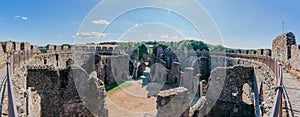 The interior of Restormel Castle-Pano