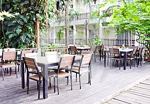 Interior of resturant,Autumn outdoor cafe