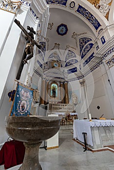 Interior of Riesi Cathedral Madonna della Catena, Caltanissetta, Sicily, Italy, Europe