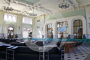 Interior of the Rizhsky railway station (Rizhsky vokzal, Riga station) waiting room