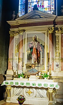 Interior of the roman catholic church St. Stephen`s Basilica. Budapest, Hungary