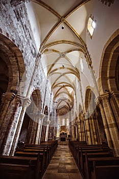 Interior of roman style JÃ¡ki church Hungary