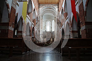 Interior of the Romanesque collegiate  in Poland photo