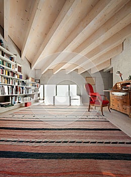 Interior, room with bookcase