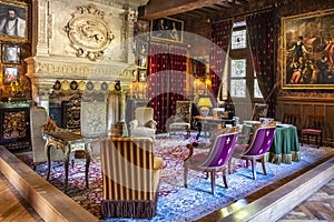 Interior of a room in the chateau Azay-le-Rideau, Loire valley, France.