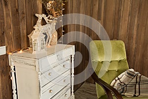 Interior room with chest of drawers and an old chair