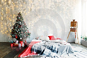 Interior room decorated in Christmas style