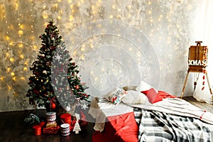 Interior room decorated in Christmas style