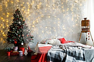 Interior room decorated in Christmas style