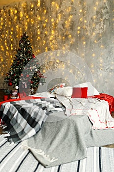 Interior room decorated in Christmas style