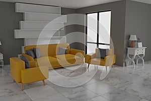 Interior room design 3d render
