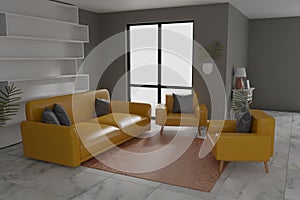 Interior room design 3d render