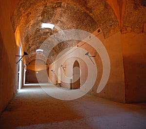 Interior of the Royal stables in Meknes, Morocco