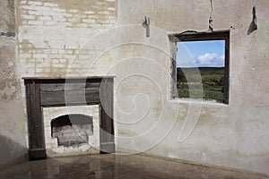 Interior of ruined building