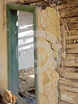 Interior of a ruined house in Fundata Romania