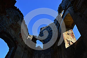 Interior of ruins of St. Ignatius church on castle Gymes, Slovakia