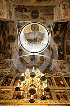 Interior of russian orthodox Cathedral in Moscow Kremlin