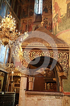 Interior of russian orthodox church in Moscow