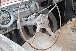 Interior, rusted out old car