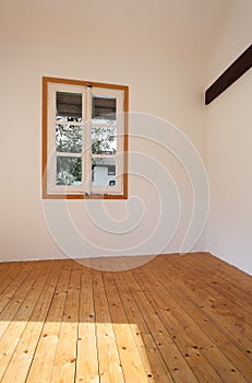 Interior rustic house, small window