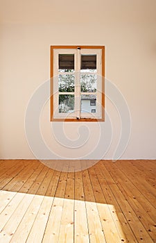 Interior rustic house, small window