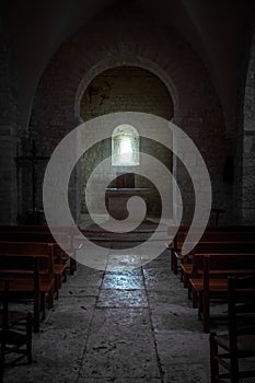 Interior of Saint-Jean le Froid chapel near Cahors, Southwest France