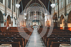 Interior of Saint John the Evangelist catholic church in Indianapolis, Indiana