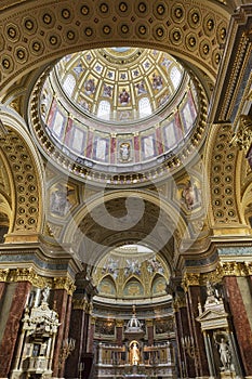 Interior of Saint Stephen Basilica in Budapest, Hungary.