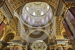 Interior of Saint Stephen Basilica in Budapest, Hungary.