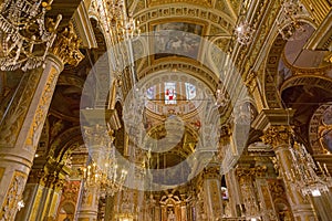 Interior of Santa Margherita Church (Basilica of Santa Margherita of Antiochia) in Santa Margherita Ligure, Italy