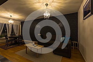 Interior scandinavian design of living room