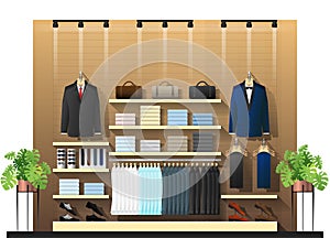 Interior scene of luxury men clothing store