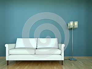 Interior scene sofa with lamp