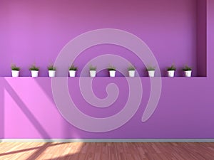 Interior scene in violet colours