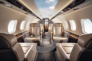 interior seat row in a luxurious private jet