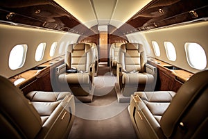 interior seat row in a luxurious private jet