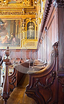 Interior of the Senate Hall of the Doge`s Palace in Venice