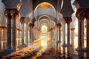 Interior of Sheikh Zayed Grand Mosque in Abu Dhabi, United Arab Emirates, Sheikh Zayed Grand Mosque in Abu Dhabi, AI Generated