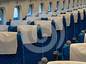 Interior of a Shinkansen train in Tokyo station