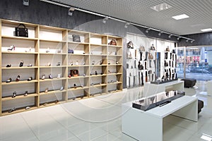 Interior of shoe store in modern european mall