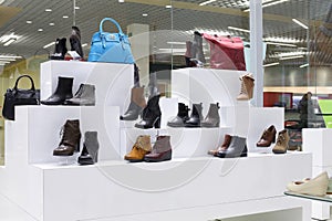 Interior of shoe store in modern european mall