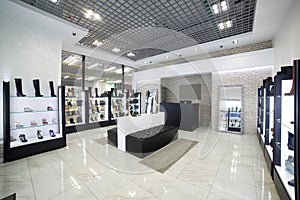 Interior of shoe store in modern european mall