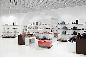 Interior of shoe store in modern european mall