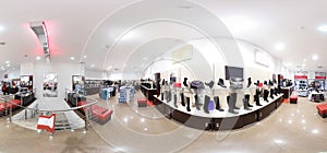 Interior of shoe store in modern european mall