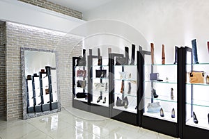 Interior of shoe store in modern european mall