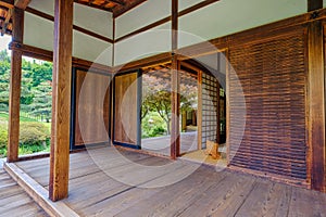 Interior of the Shofuso Japanese tea house