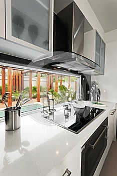 Interior shot of a bright modern kitchen